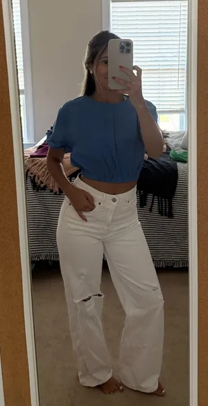 Zara blue cinched top thumbnail 1