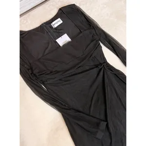 Princess Polly Black Mesh Long Sleeve Mini Dress Square Neck Wrap US 4 NWT thumbnail 3