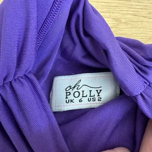Oh Polly - Long Sleeve Cut Out Ruched Mini Dress in Purple thumbnail 3