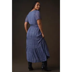 Anthropologie The Somerset Maxi Dress Lurex Edition Medium Plum Dust Shimmer thumbnail 7