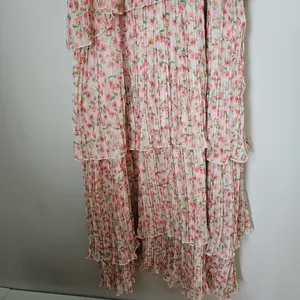 Something Navy Dress Floral Pleated Tiered Cream Multi Maxi Midi Garden Party thumbnail 9