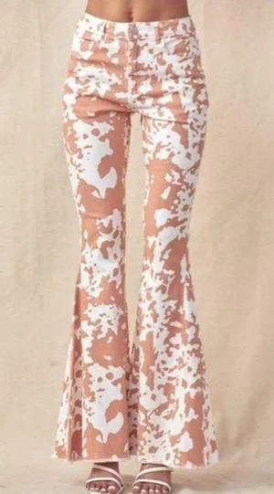 Sunland17 high rise cowhide flare with frayed hem jeans size Small thumbnail 1