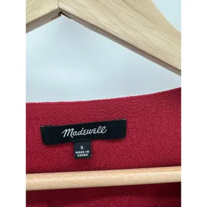 Madewell Red V-Neck Long Sleeve High Low Shift‎ Dress Womens Size Small S BW8 thumbnail 6