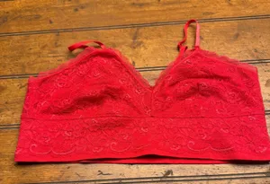 Red‎ Lace Bralette Cropped Cami Tank Top Adjustable Straps Women's thumbnail 1