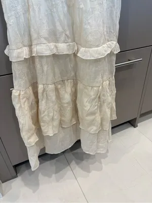 Rose & Everly Cream Embroidered Maxi Dress Boho Cottagecore Tiered Ruffle - XL thumbnail 6