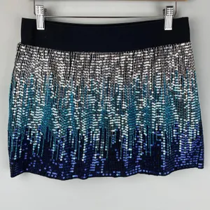 Free People Metallic Blue Ombre Sequin Mini Skirt Medium NWOT thumbnail 4