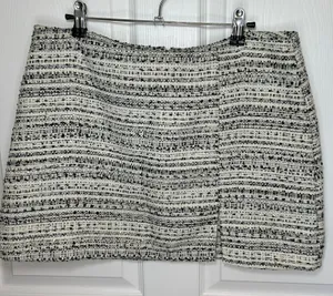 NWT‎ Altar'd State Boucle Tweed Mini Skirt White Gold Career Party Holiday XL thumbnail 1