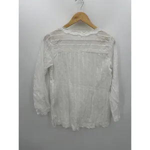 Soft Surroundings Top Women White Cotton 3/4 Sleeve Boho Coastal‎ Minimal S/M thumbnail 2