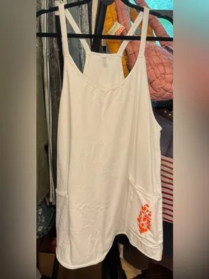 NWOT Free People FP Movement Hot Shot Logo Mini Dress - White / Scarlet Buti - L thumbnail 7