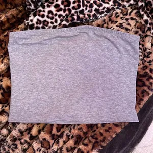 Cutest Simple Light Gray Cropped Tube Top thumbnail 2