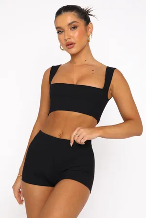 White Fox Boutique Black Tank Crop Top thumbnail 1