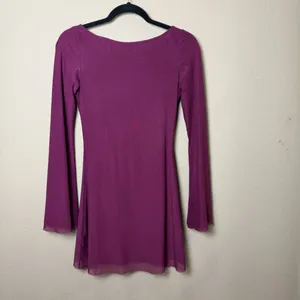 PRINCESS POLLY Low Back Mesh Trumpet Sleeve Mini Dress Size 4 / small thumbnail 2