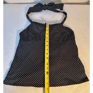 Land’s End Halter Tankini Top Bathing Suit Black White Polka Dot Women’s Size 8 thumbnail 6