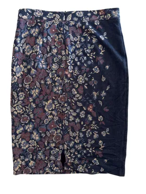 Maeve Navy Floral Jacquard Pencil Skirt thumbnail 2