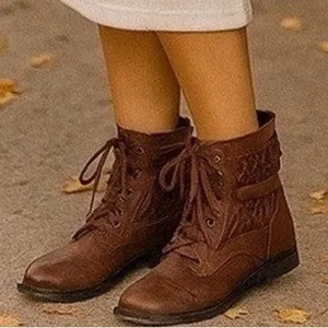 Brash Brown Marisol Lace Up Combat Boots thumbnail 1