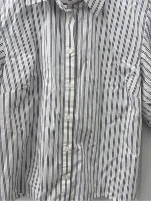 J crew eyelet puff sleeve shirt in striped cotton poplin thumbnail 4