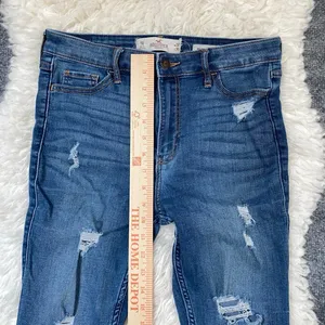 Hollister Blue Denim High Rise Super Skinny Jeans Distressed Casual Grunge thumbnail 4