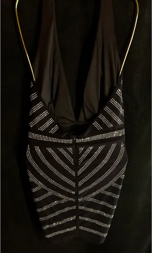 Boutique Black and Silver rhinestone mini dress thumbnail 6