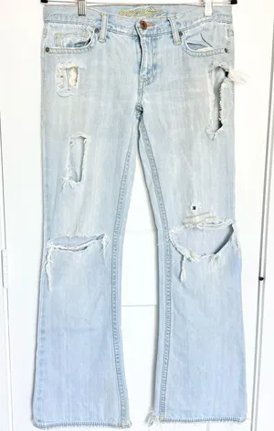 Vintage Old Navy Low Rise Light Blue Distressed Women’s Jeans 6 thumbnail 1