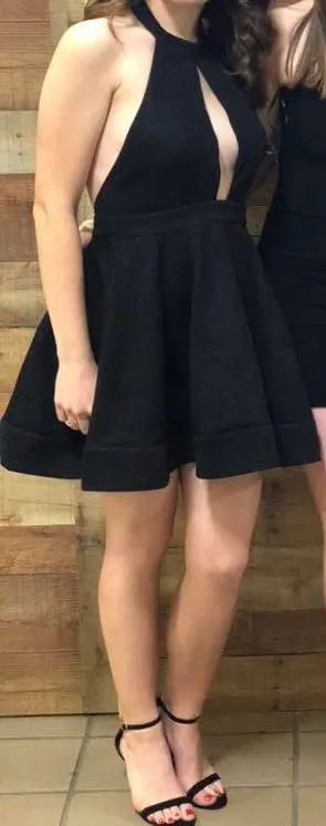 Black Open Back Mini Dress thumbnail 1