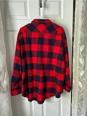 Aerie Buffalo Plaid Flannel Button-Up oversized boyfriend l Shirt women sz XL thumbnail 8