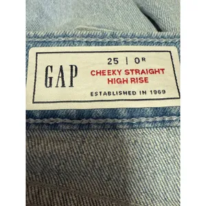 NEW Gap Cheeky Straight High Rise Blue Distressed Cropped Denim Jeans Size 25 thumbnail 4