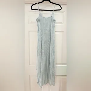Kirious Los Angeles Floral Mesh Side Slit Stretch Maxi Dress Blue Sz Large thumbnail 4
