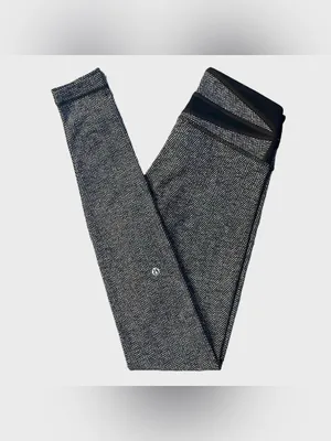 Lululemon Wunder Under Pant Giant Herringbone Black Heathered Size 6 thumbnail 2