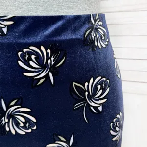 Loft Floral‎ Print Velvet Straight Pencil Skirt Navy Blue Medium thumbnail 6