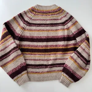 Old‎ Navy Striped Knit Sweater Womens Small S Pullover Crew Neck Beige Burgundy thumbnail 7