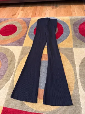 Black Ribbed Pull on High Waisted Flare Pants Bohemenian Style Women’s Size XS thumbnail 5