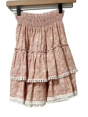 MISA Floral Tiered Mini Skirt in Pink‎ size Small thumbnail 1