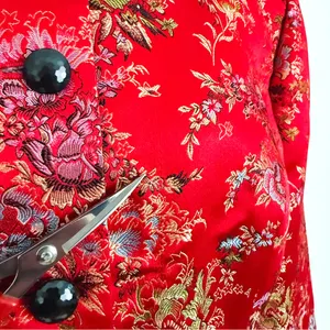 Vintage Y2K Silk-Blend Chinese-Style Patterned Tang Blazer in Red | Size S/M thumbnail 6