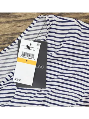 Cuddl Duds Womens Printed Short-Sleeve Sleep Tunic Gown Navy Stripe Multi S thumbnail 3