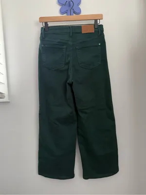 Judy Blue 3/26 Tummy Control Hunter Green Wide Crop Holiday Casual thumbnail 3