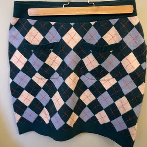 LAST CHANCE! Free People argyle Hunter green, blue and cream mini skirt NWT thumbnail 1