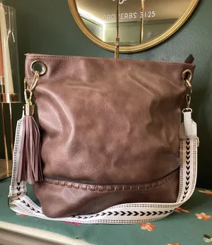 Unbranded Large Tote Bag Brown Vegan Leather Boho Tassel Guitar Strap‎ thumbnail 1