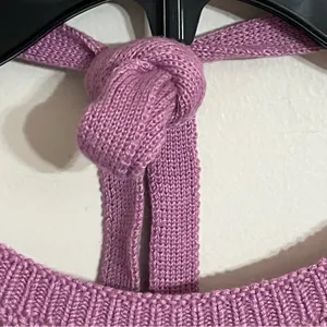 Ultra Flirt Crochet Knit Tie Halter Neck Dress‎ Junior Size XL Pink Purple Color thumbnail 4