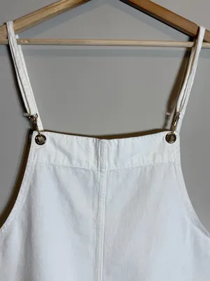 Show Me Your Mumu Trude Romper Women's Large Seashell White Denim Boho Festival thumbnail 8