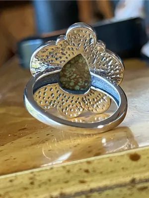Genuine Green Turquoise Sterling Silver Ring Size 8 thumbnail 4
