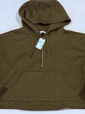 Primark Cares Chevron Zip-Up Hoodie Women's Size Small Olive Green NEW thumbnail 1