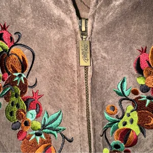 Bob Mackie Suede Wearable Art Jacket Embroidered thumbnail 2