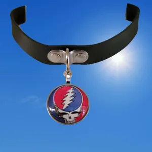 Vegan Leather Choker Grateful Dead Steal Your Face Glass Photo Cabochon Charm thumbnail 6