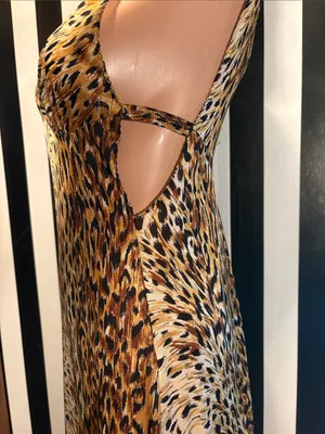 70s Vintage Leopard Print Slip Maxi Dress Sexy Nightgown Dress Size Small 2/4 thumbnail 2