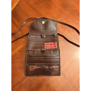 Brighton Organizer Crossbody Handbag Purce Bag Black Brown Leather Retired 7"x5" thumbnail 7