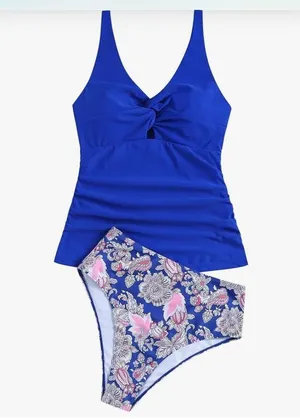 ZAFUL Tankini Twist Front Tummy Control High Waisted Bikini Sets nwt thumbnail 3