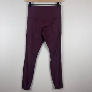 Athleta Leggings Womens Small Maroon Shakti Mesh 7/8 Tight High-Waist Activewear thumbnail 3