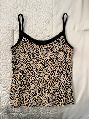 Brandy Melville pacsun cheetah lace trim tank thumbnail 2