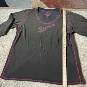 Life is Good Womens XXL Pink Contrast Stitch Guitar Graphic Long Sleeve Tee thumbnail 2