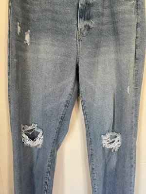 high rise straight leg distressed denim jeans women’s size 13/31 thumbnail 5